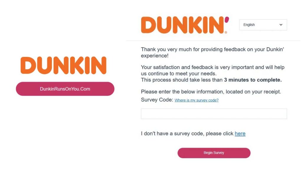 Dunkinrunsonyou.com Survey