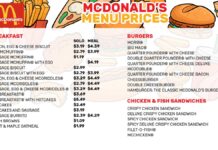 McDonalds Menu Price List